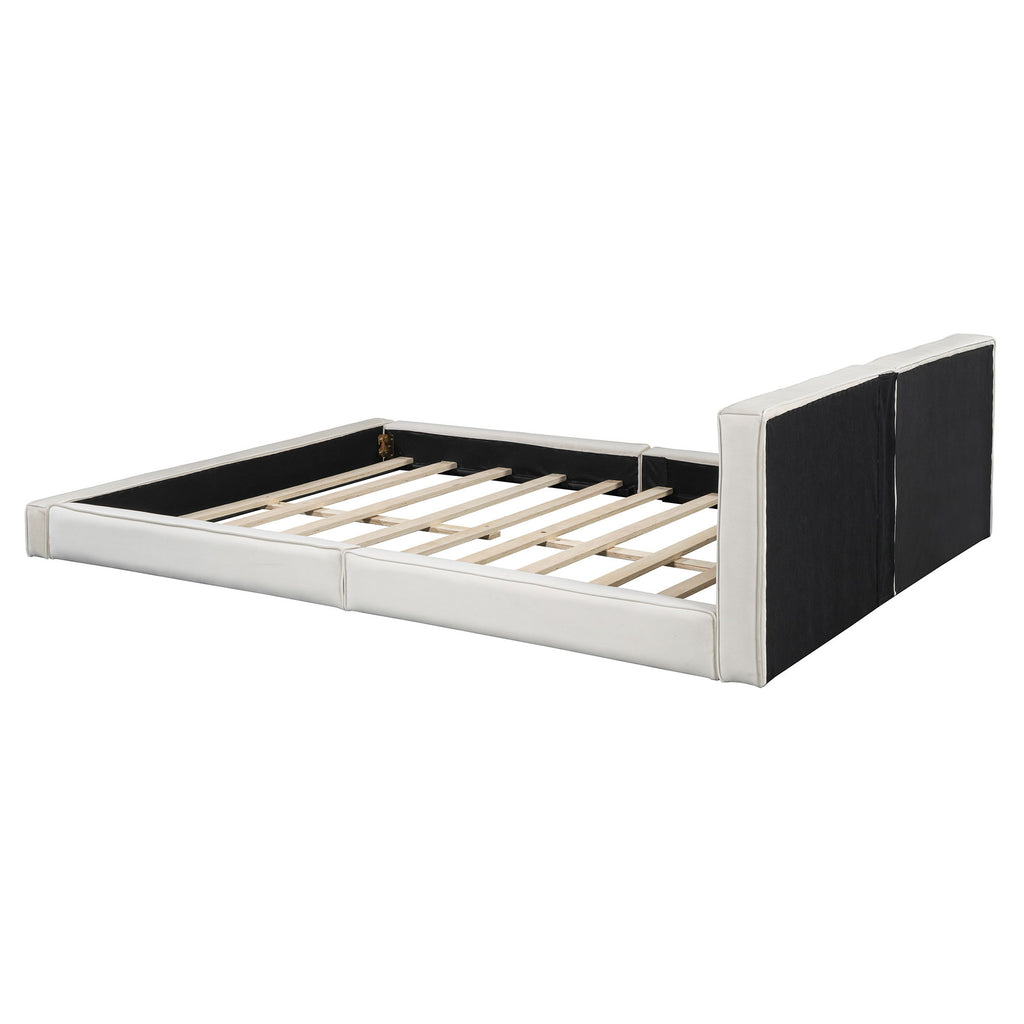 Upholstered Platform Bed, Grounded Bed With Solid Frame
