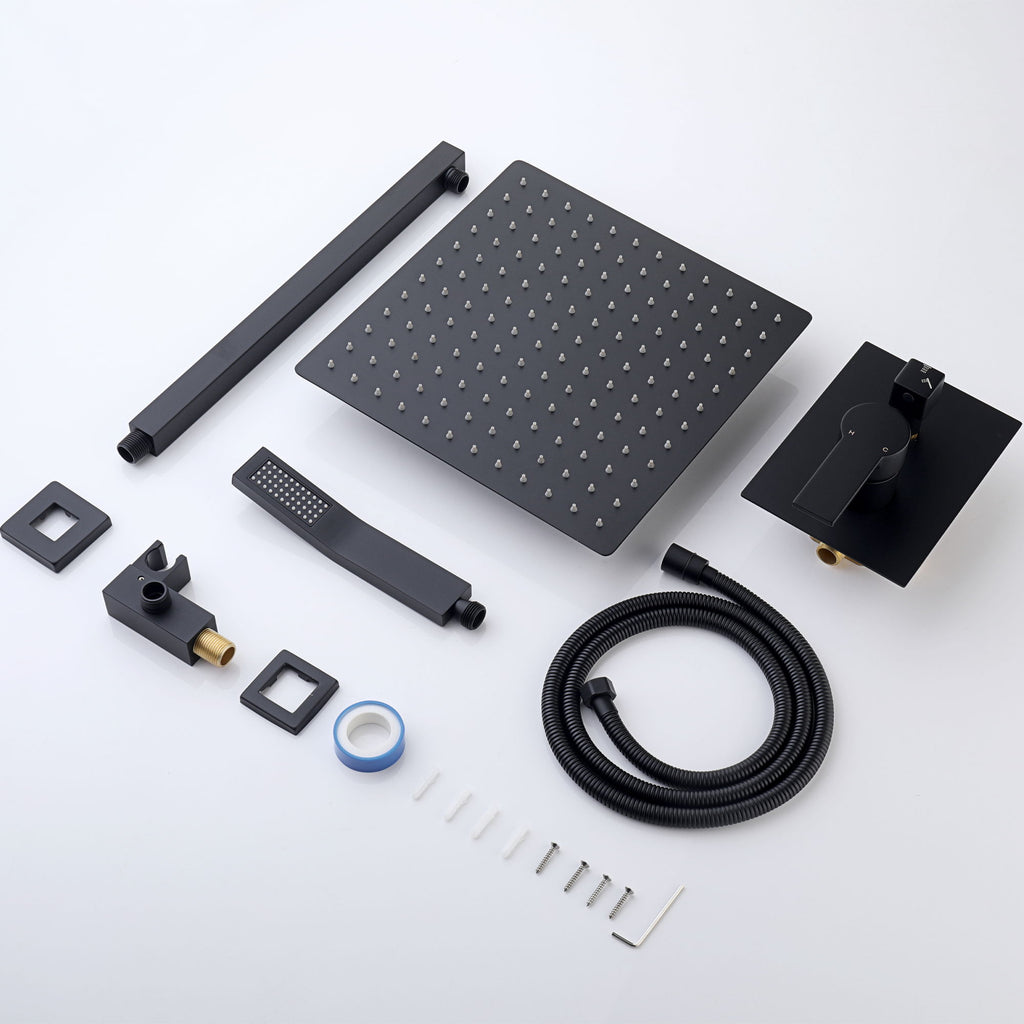 12" Ceiling Mount Shower System With Rain Mixer And Handheld Shower