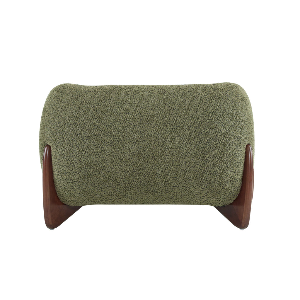 Modern Upholstered Boucle Arm Chair With Tuxedo Design And Triangular Legs