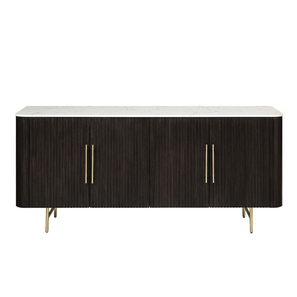 Clayten - Server - White Natural Marble Top & Espresso