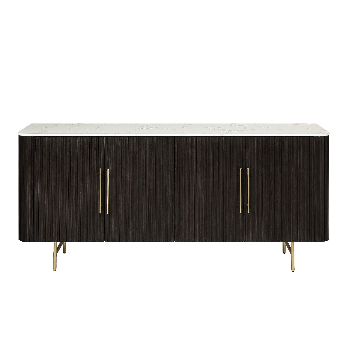 Clayten - Server - White Natural Marble Top & Espresso