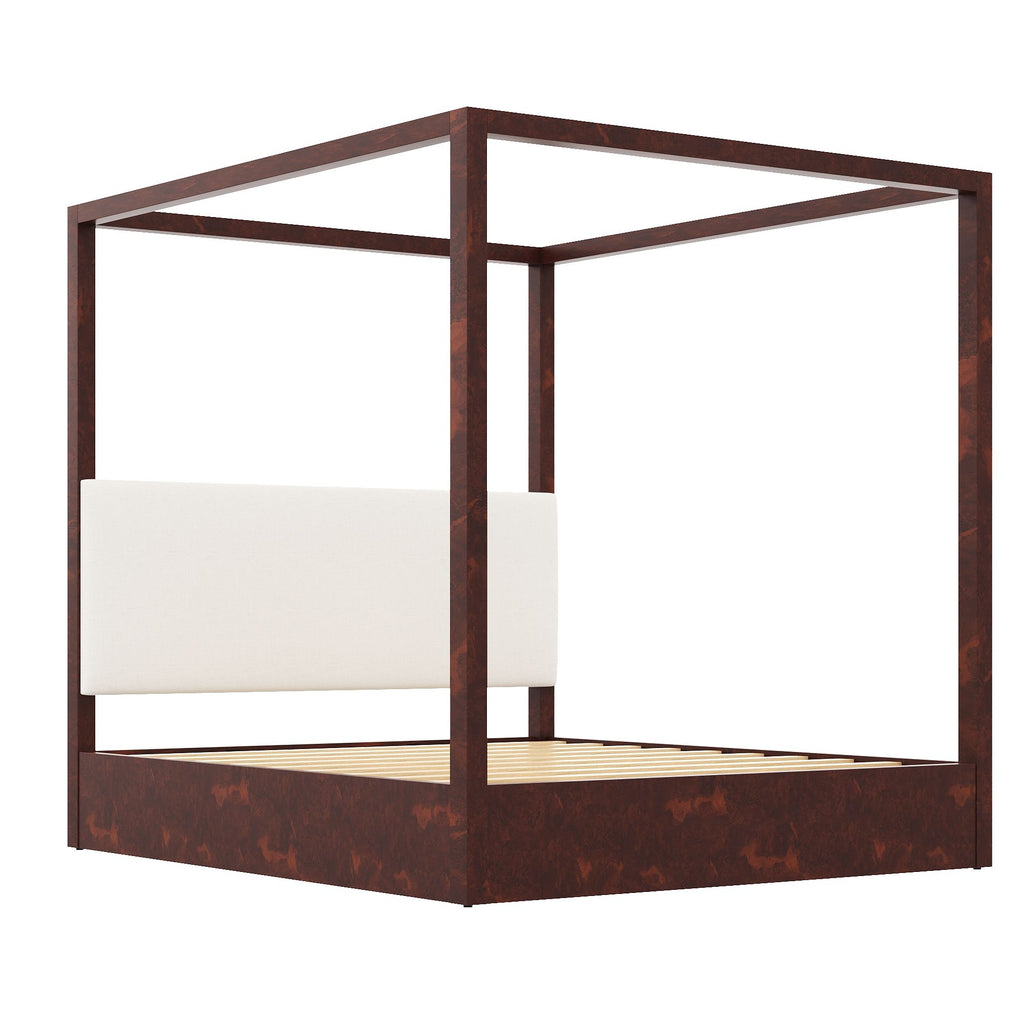 Canopy Platform Bed With Upholstered Headboard