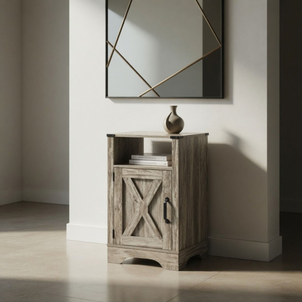 Farmhouse Nightstand, Charging Station & Storage