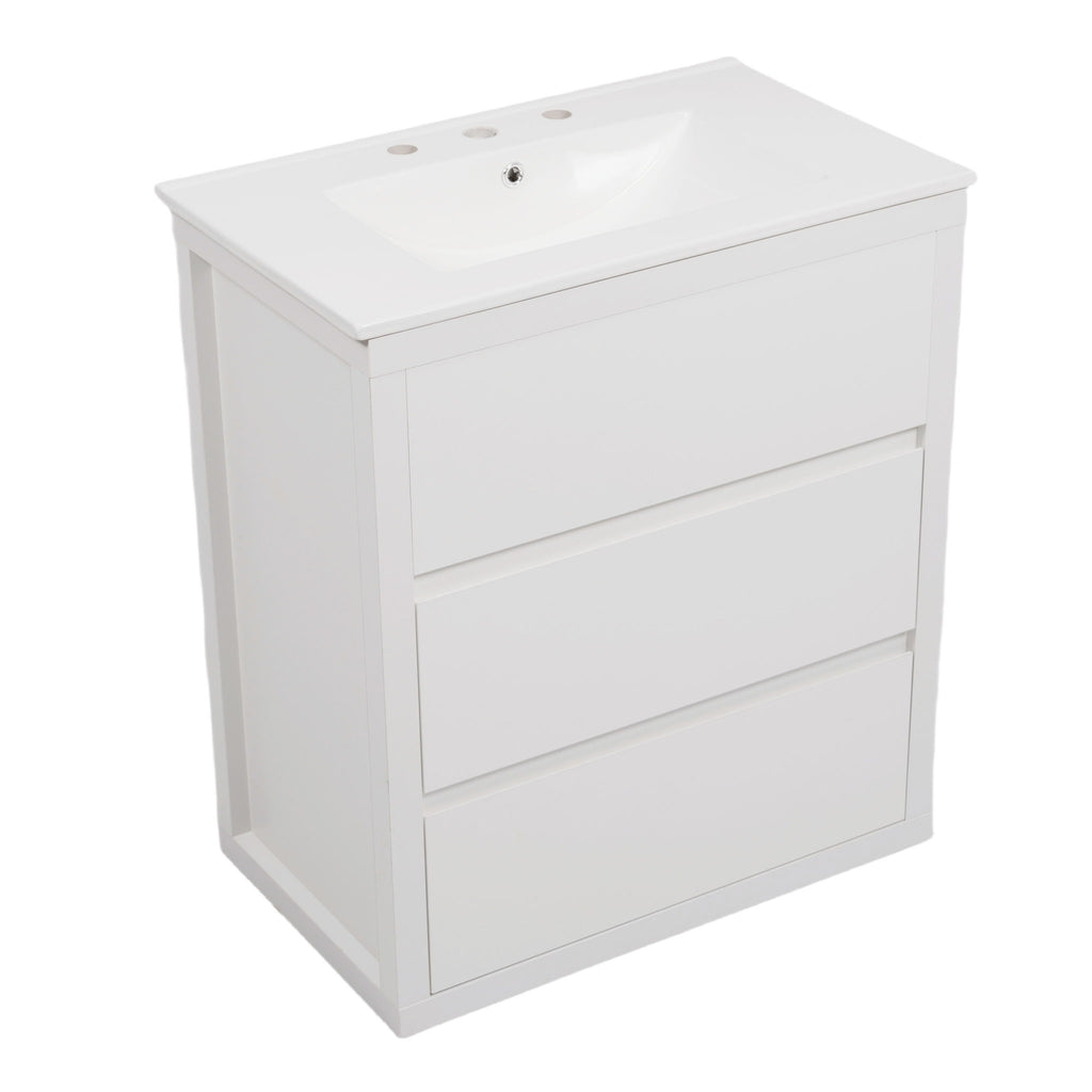 Double Sinks Bathroom Vanity Set With 2 Ceramic Basins