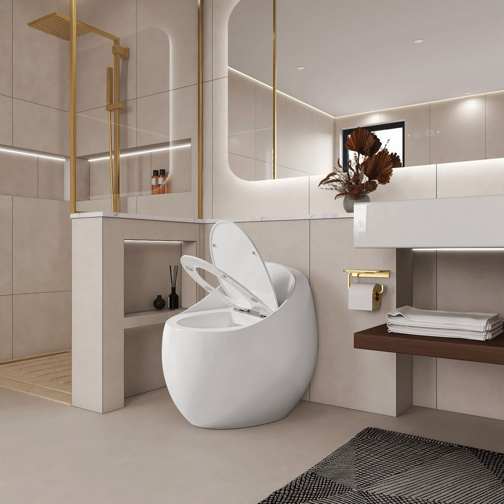 Modern Egg Shape Toilet 1.28 Gpf Single Flush Ceramic