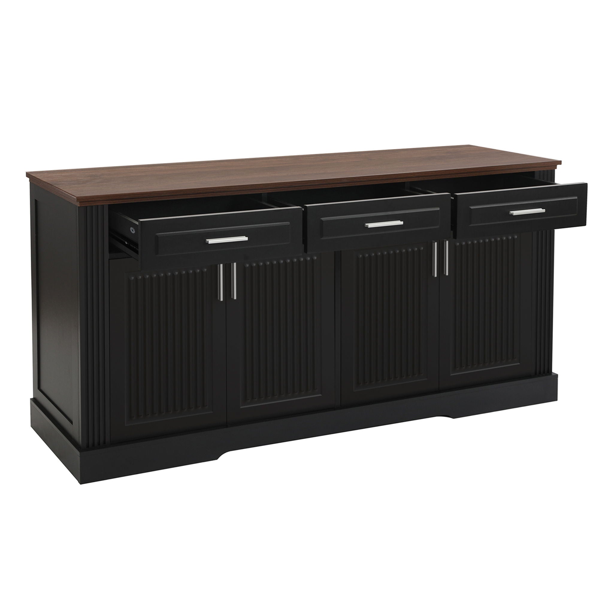 Fluted Sideboard Buffet Cabinet With 4 Doors And 3 Drawers