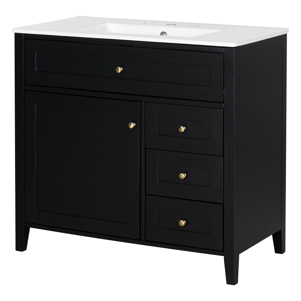 Bathroom Vanity With Sink, Cabinet With 3 Drawers And Adjustable Shelf