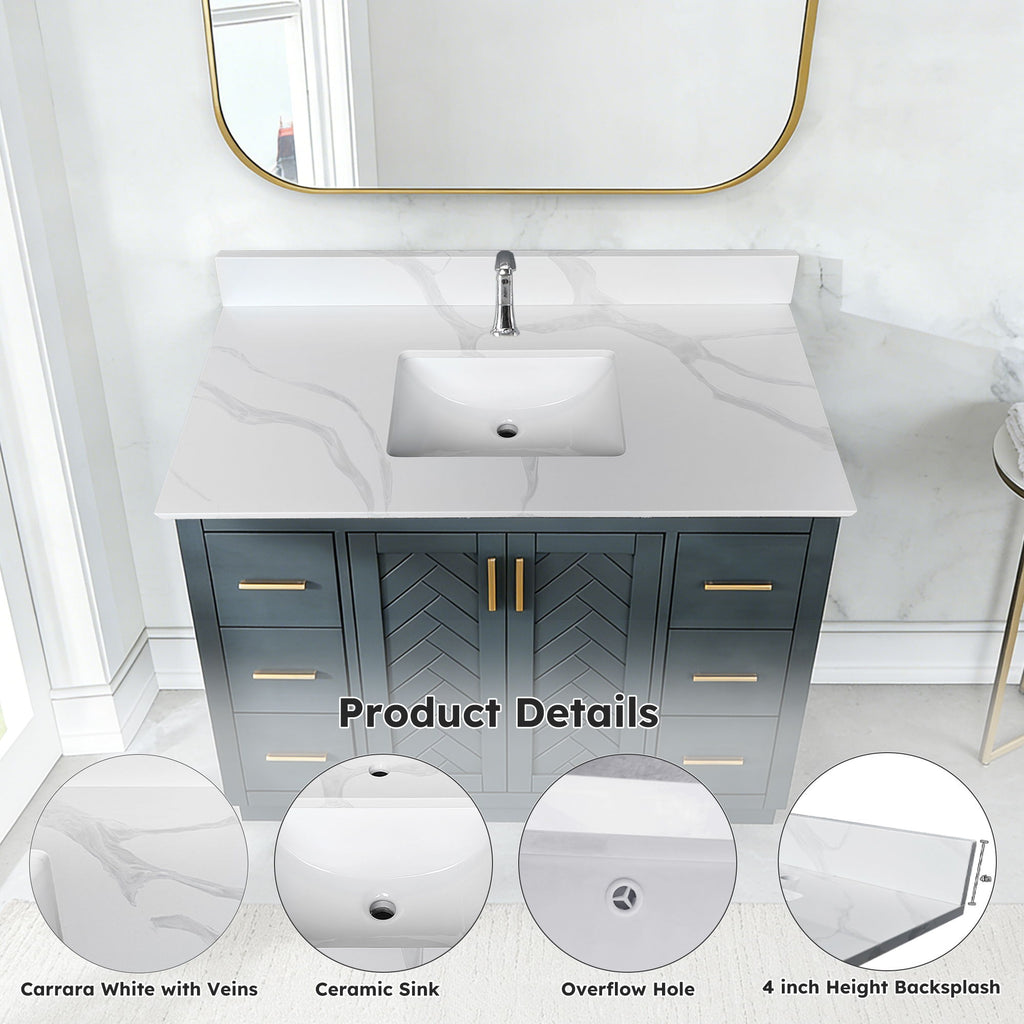 Bathroom Vanity Top With Undermount Single Bowl Sink