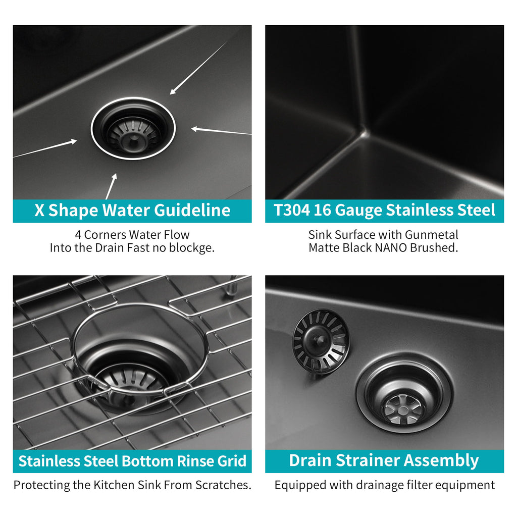 Topmount Kitchen Sink 16 Gauge, Single Bowl