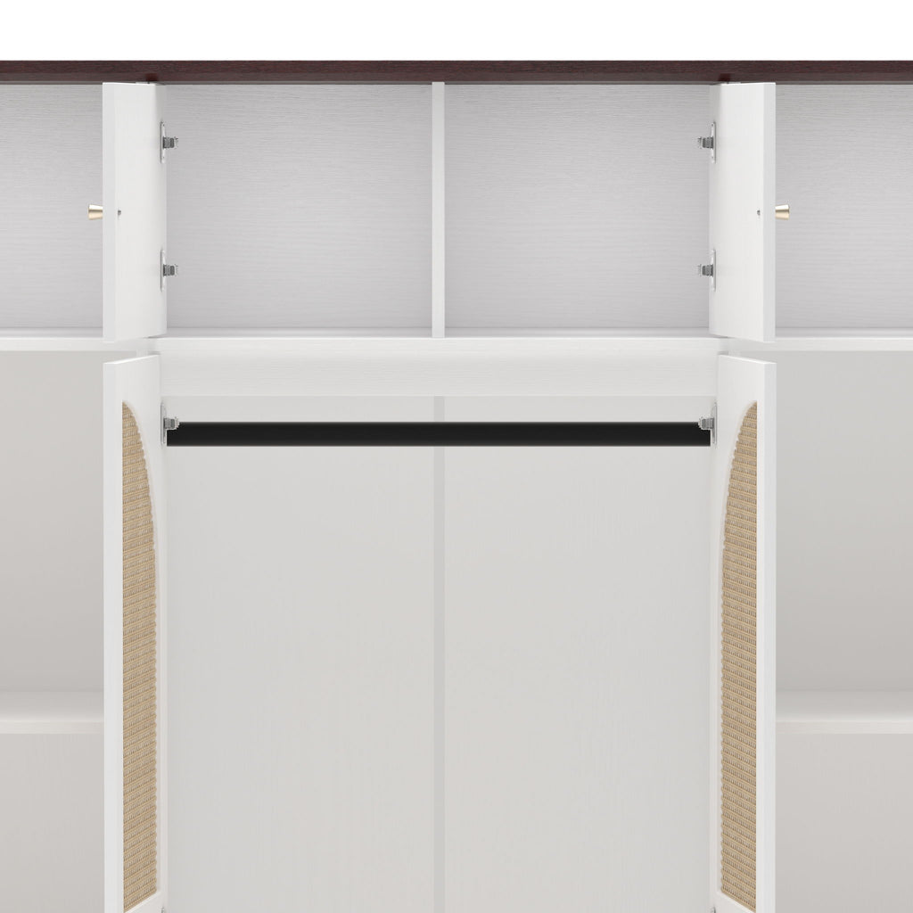 8 Door Armoire Wardrobe With Adjustable Shelves And Hanging Rod