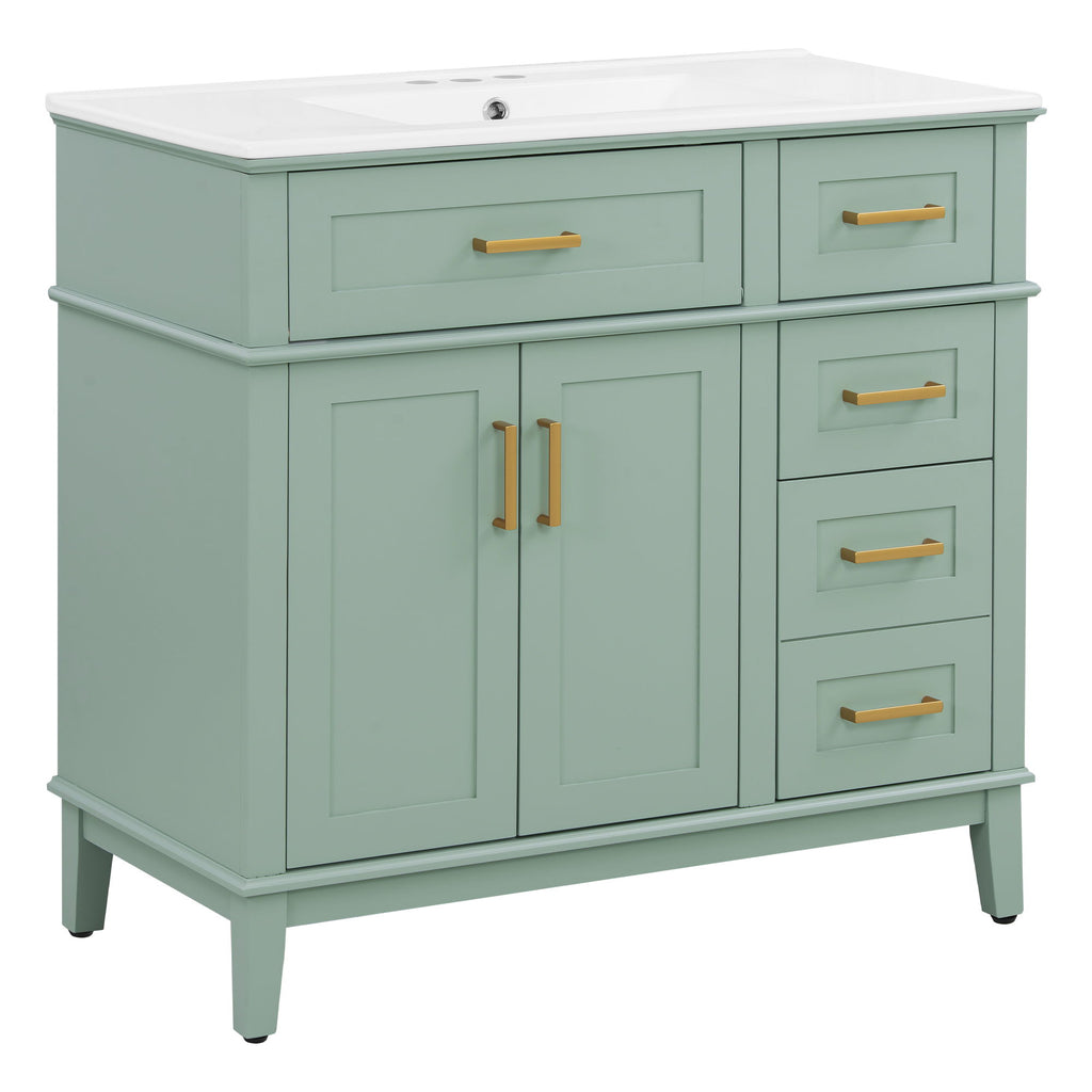 Modern Bathroom Vanity With Sink, Soft Close Doors, 4 Storage Drawers