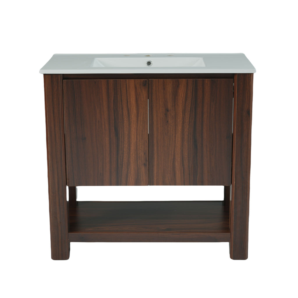 Modern Bathroom Vanity With Rectangle Ceramic Sink, Soft Closing Doors