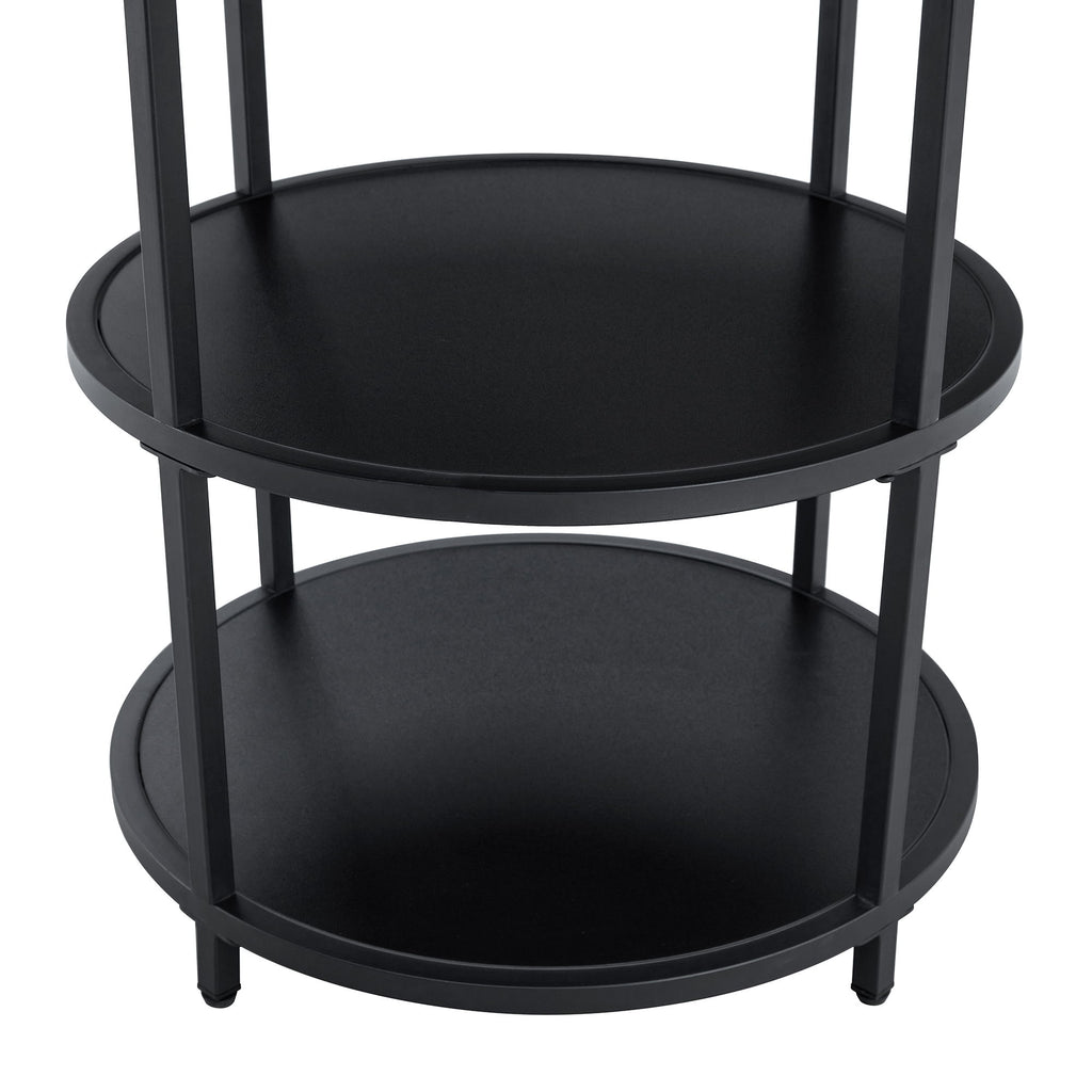 Diameter - Modern Splicing Circular Dining Table Double Layer Storage - Wood / Black