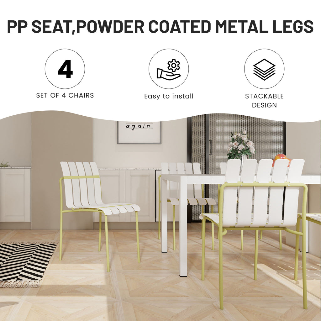 4 Piece Set Of Modern Color Block Designed Single Chairs