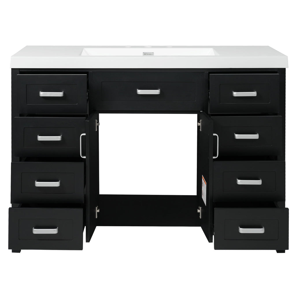 Bathroom Vanity With Sink, 2 Doors 8 Drawers, Soft Close System, Classic Design