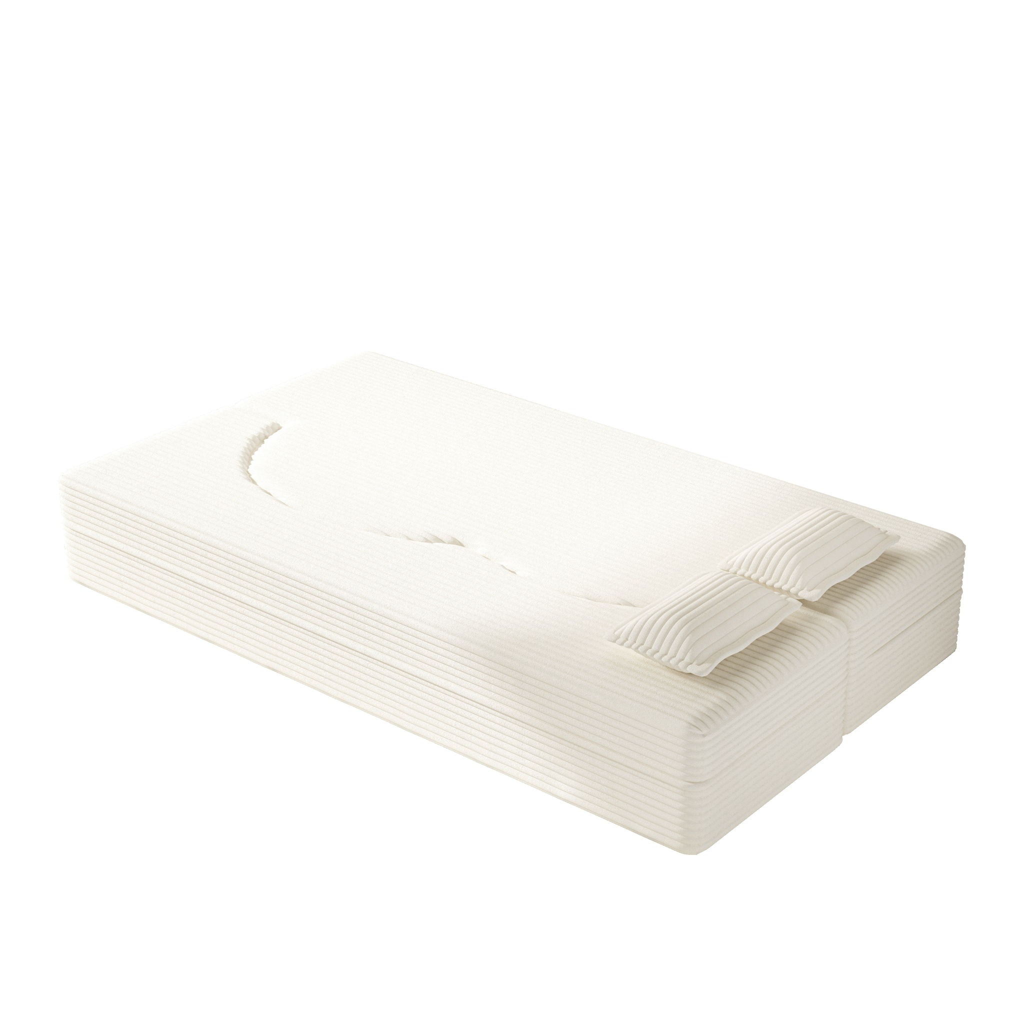 Floor Sofa With 2 Pillows, Convertible Twin Size Mattress For Living Room