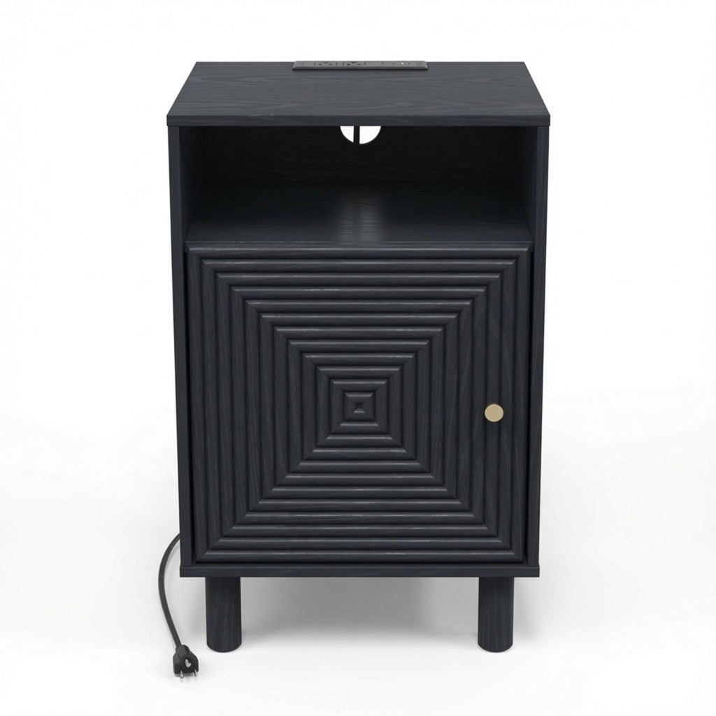 Nightstand With Charging Station & Storage