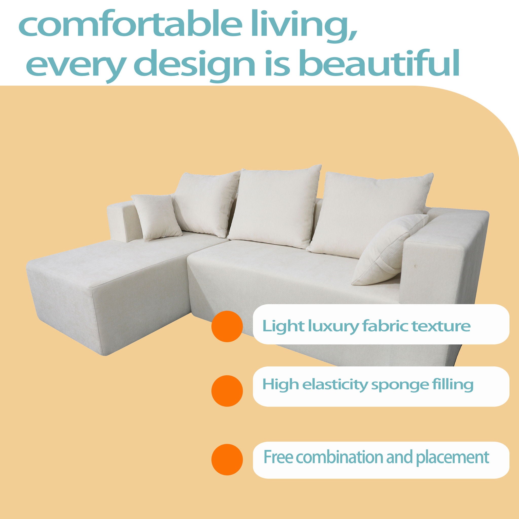Modular Corner Sofa With Soft Fabric