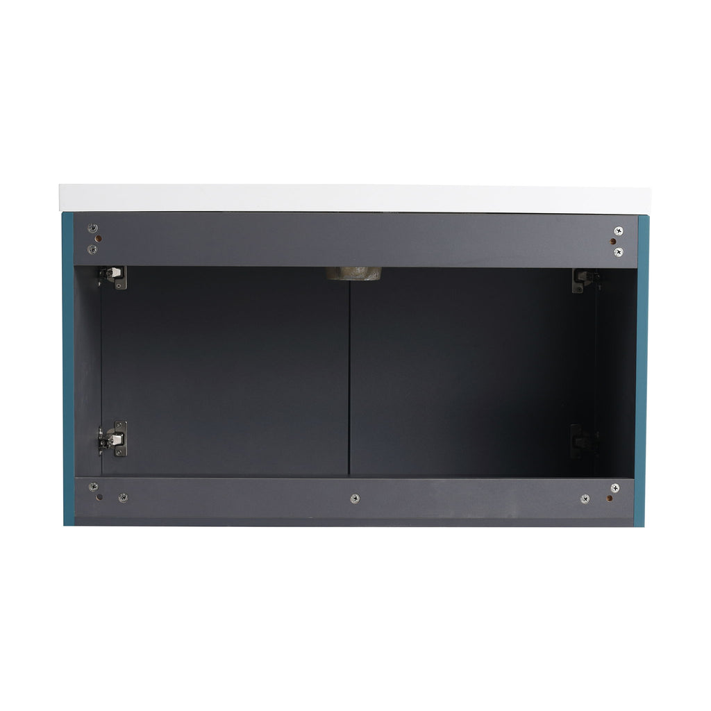 Contemporary Wall Mounted Bathroom Vanity With Resin Double Sink