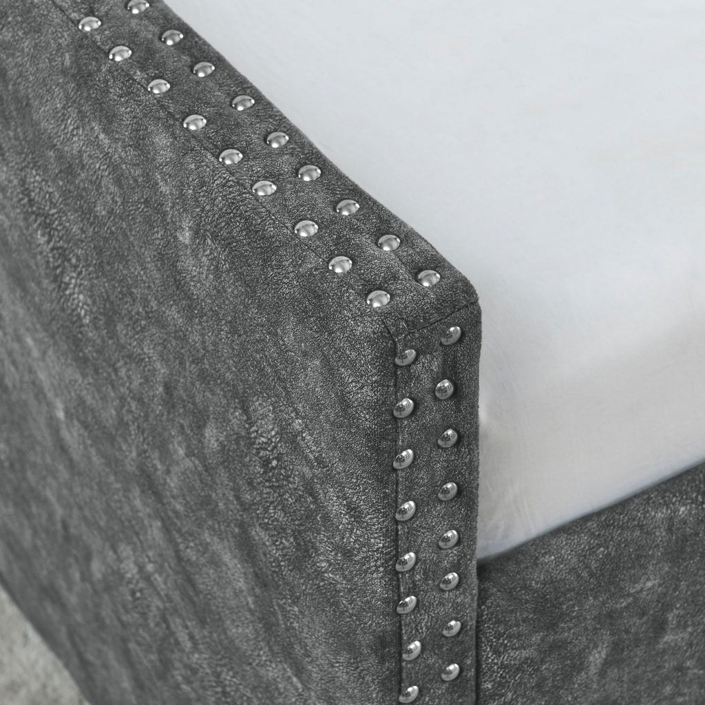 Upholstered Tufted Daybed With Drawers, Waved Arms