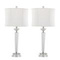 Diamond - Torch Contemporary Crystal Table Lamp (Set of 2) - Clear / Off White / Polished Nickel