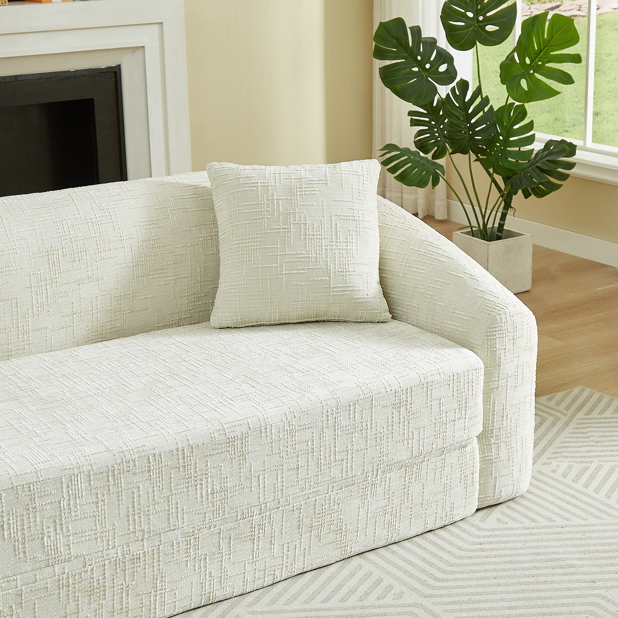 Curved Convertible Sofa, 2 In 1 Fold Out Bed With Pull Out Base And Deep Seat
