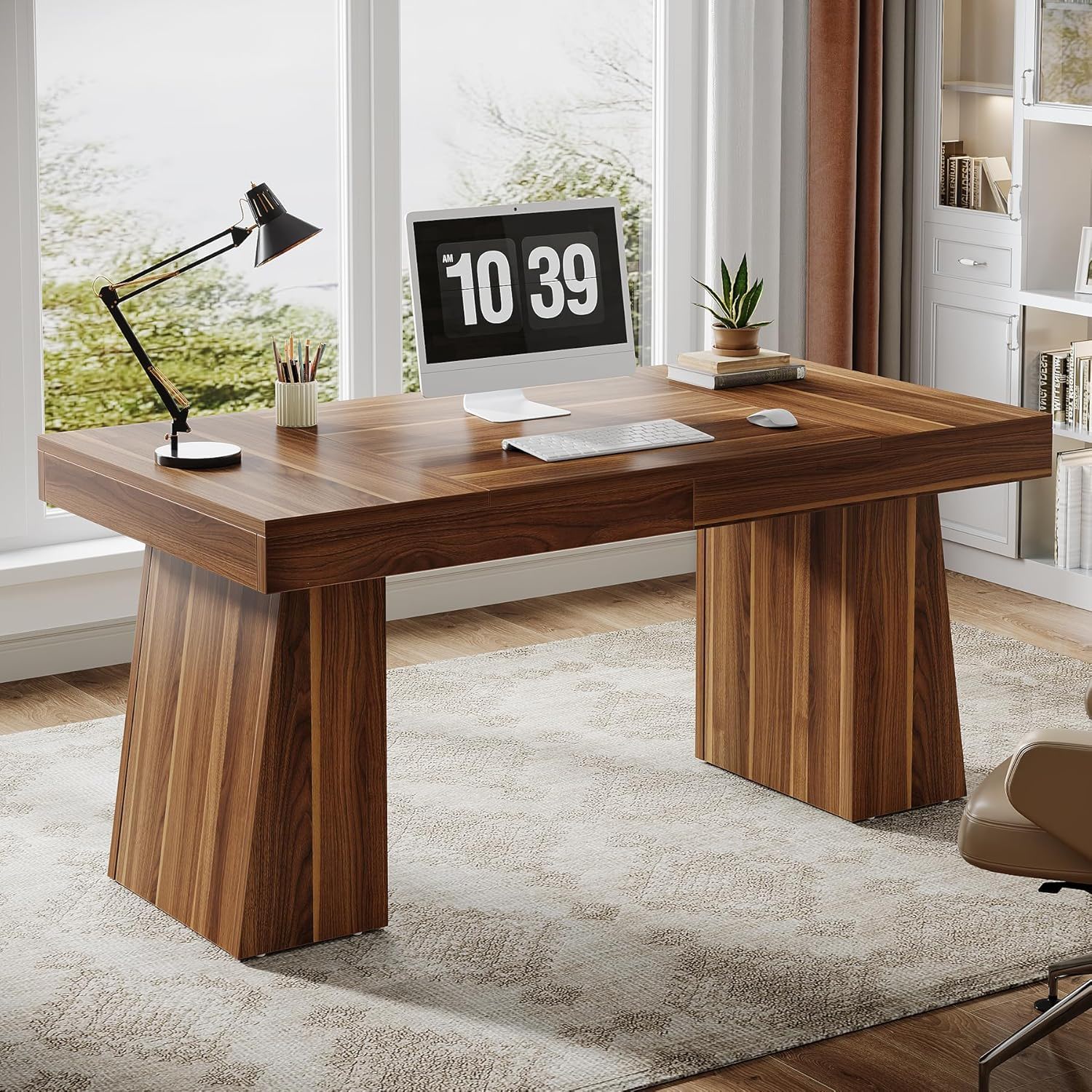 Executive Desk, Workstation With Double Trapezoid Base