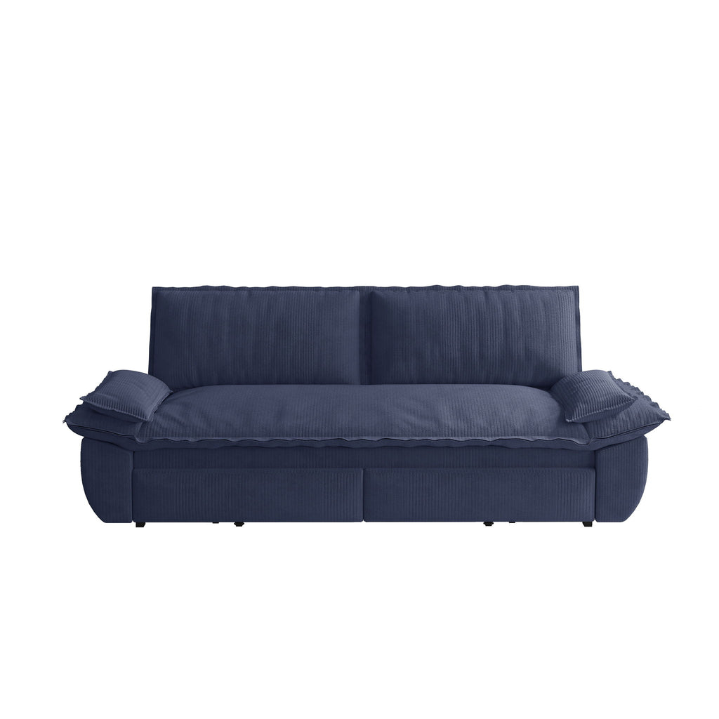 Queen Pull Out 3 In 1 Convertible Sleeper Sofa Bed - Blue