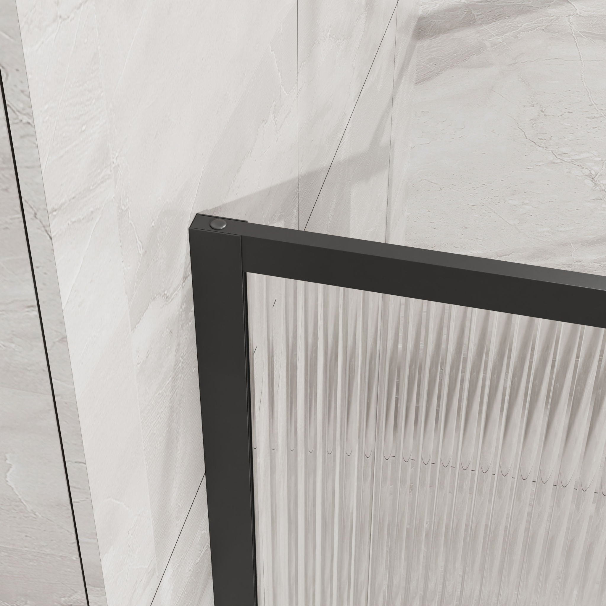 Shower Door With Center Mirror And Fluted Panels