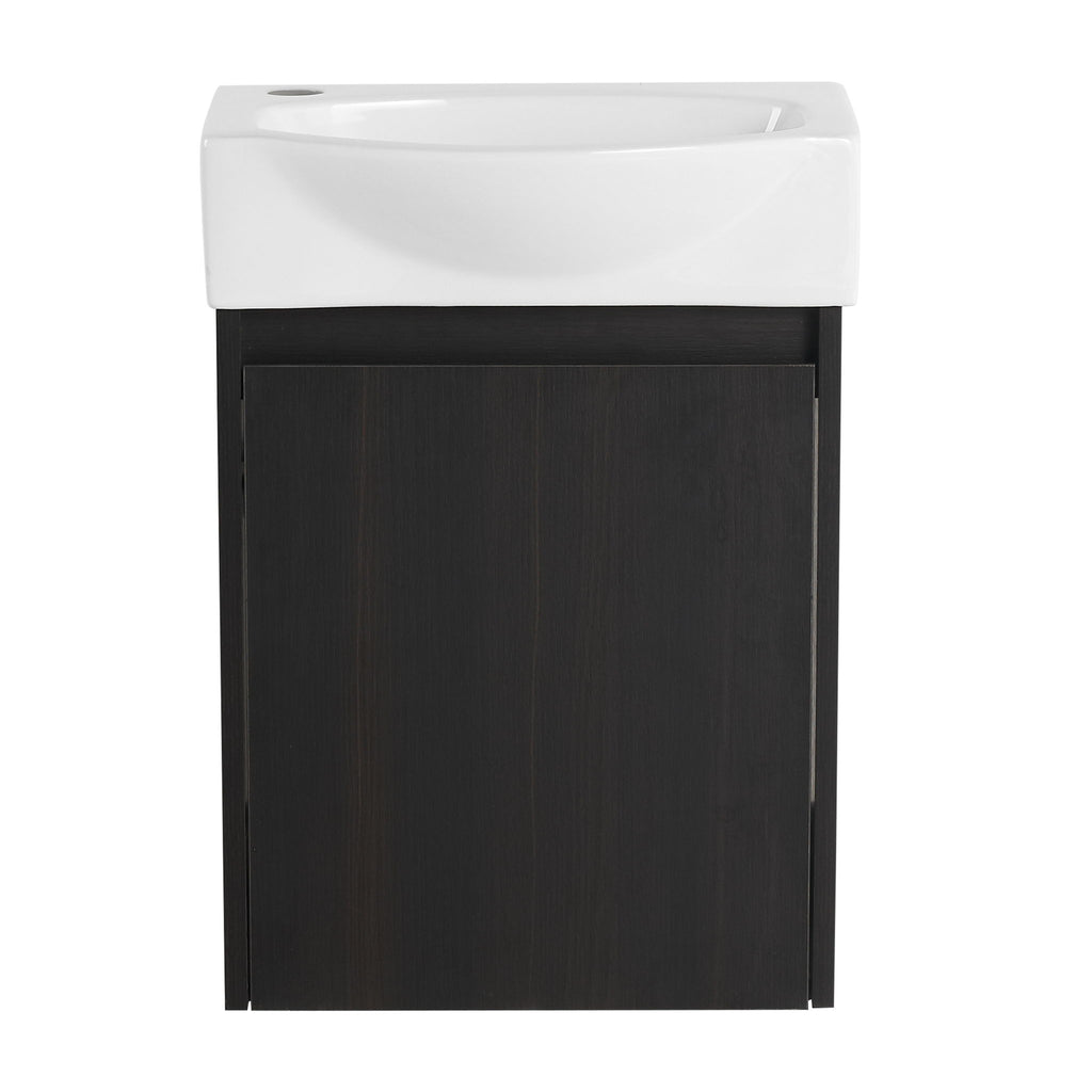 Modern Bathroom Vanity With Ceramic Basin, Wall Mounted Floating Sink Combo, Storage Cabinet