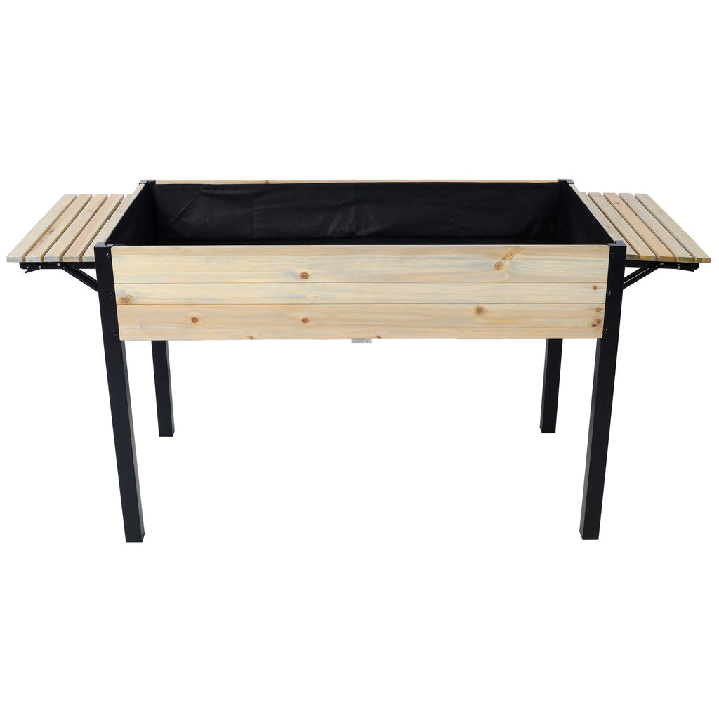 Raised Garden Bed With Metal Legs And Folding Storage Shelf