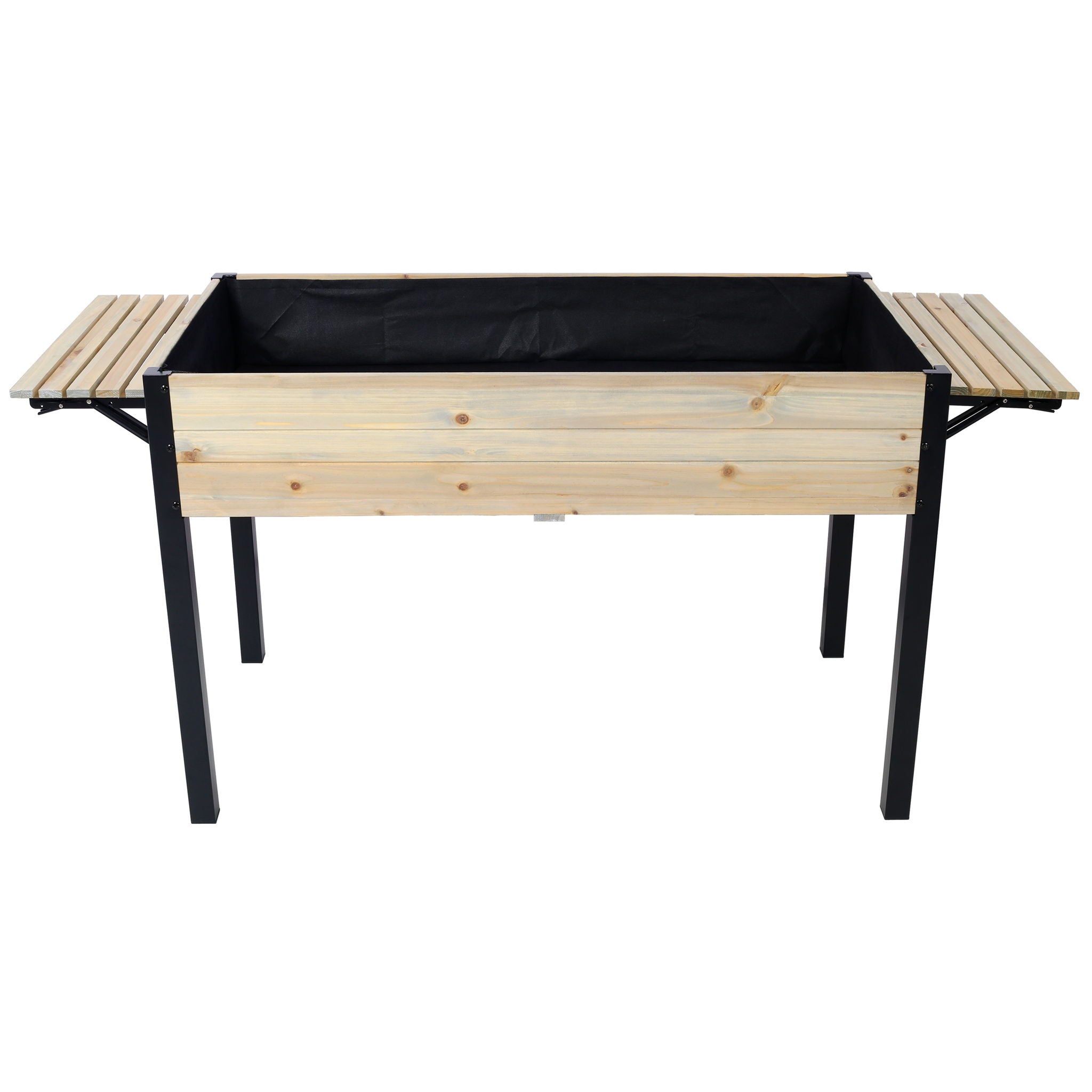 Raised Garden Bed With Metal Legs And Folding Storage Shelf