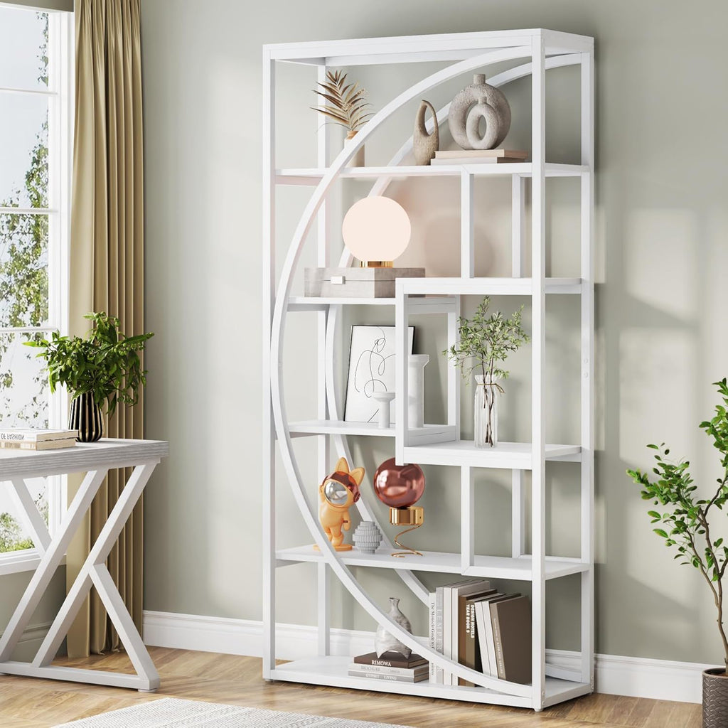 5 Tier Etagere Bookshelf With 8 Open Shelves Organizer For Living Room