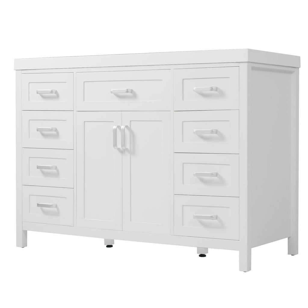 Bathroom Vanity With Sink, 2 Doors 8 Drawers, Soft Close System, Classic Design