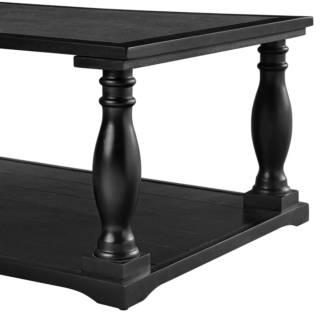 Farmhouse Rectangular Coffee Table With 2 Tiers