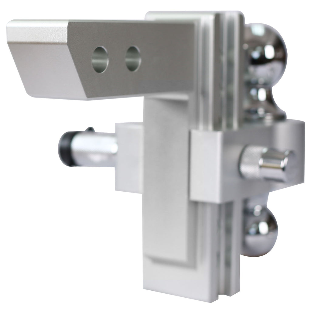 Alu - Adjustable Trailer Drop Hitch With 2" Receiver, 6" Adjustment - Silver
