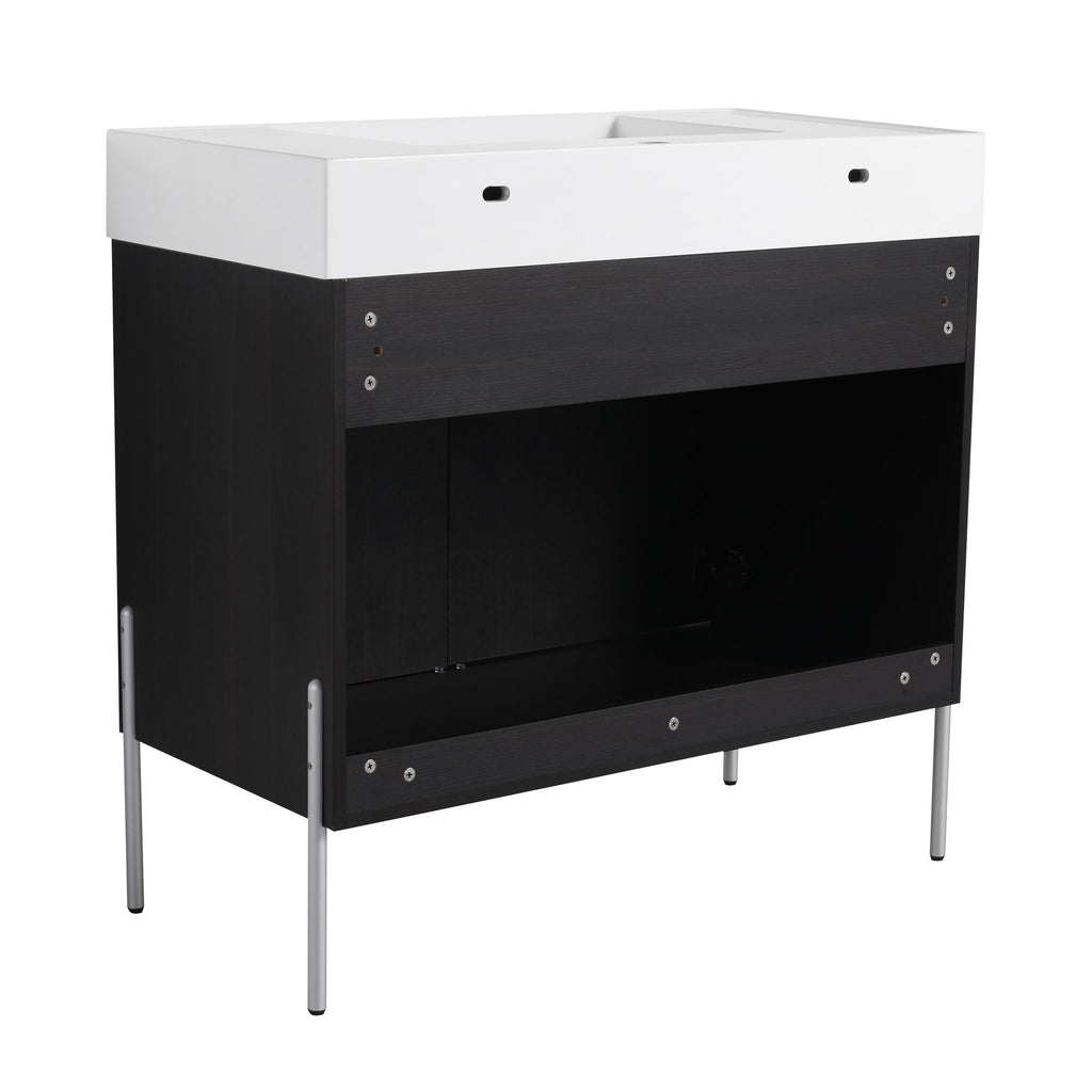 Freestanding Bathroom Vanity With Resin Sink And Storage Cabinet