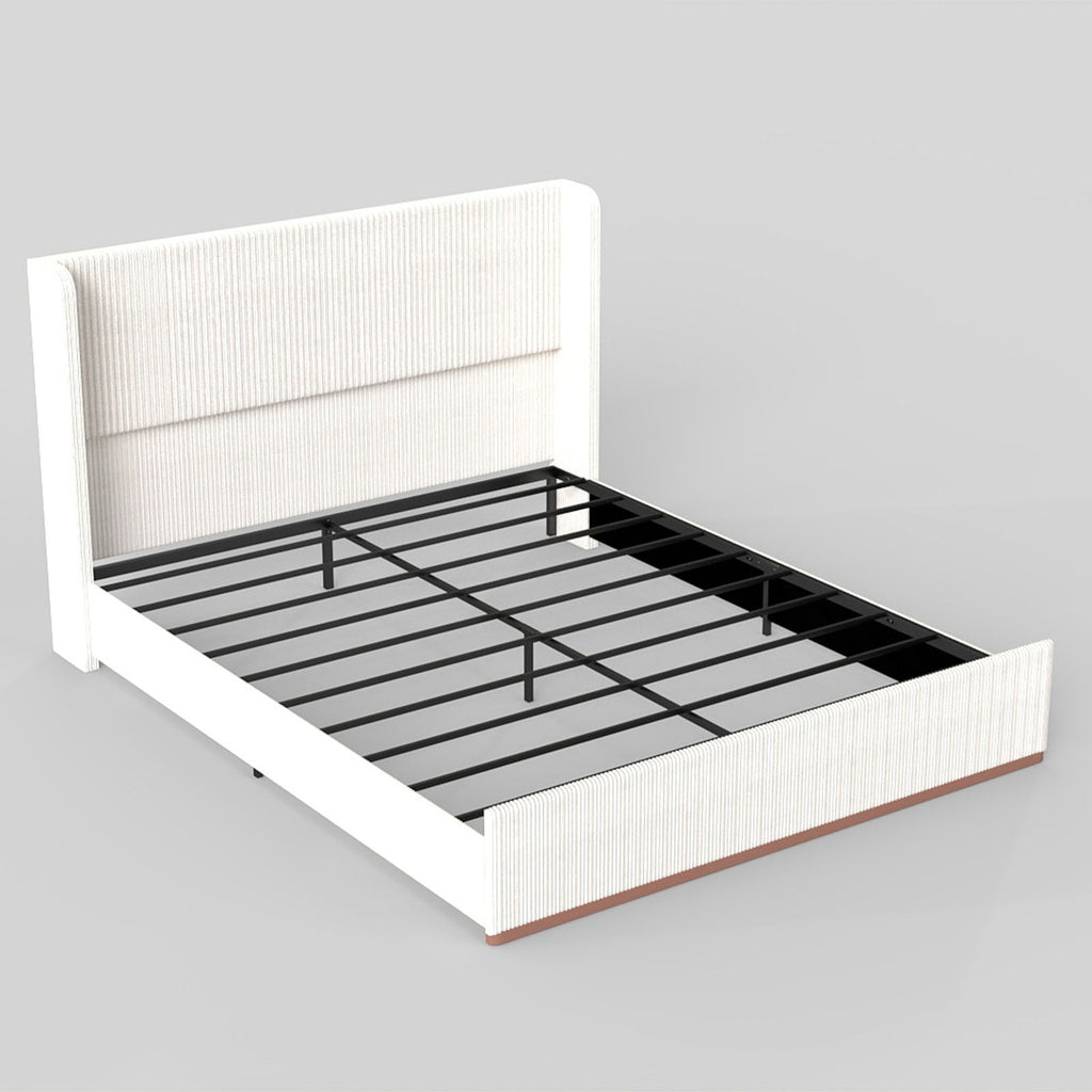 Platform Bed Frame With Wingback Headboard