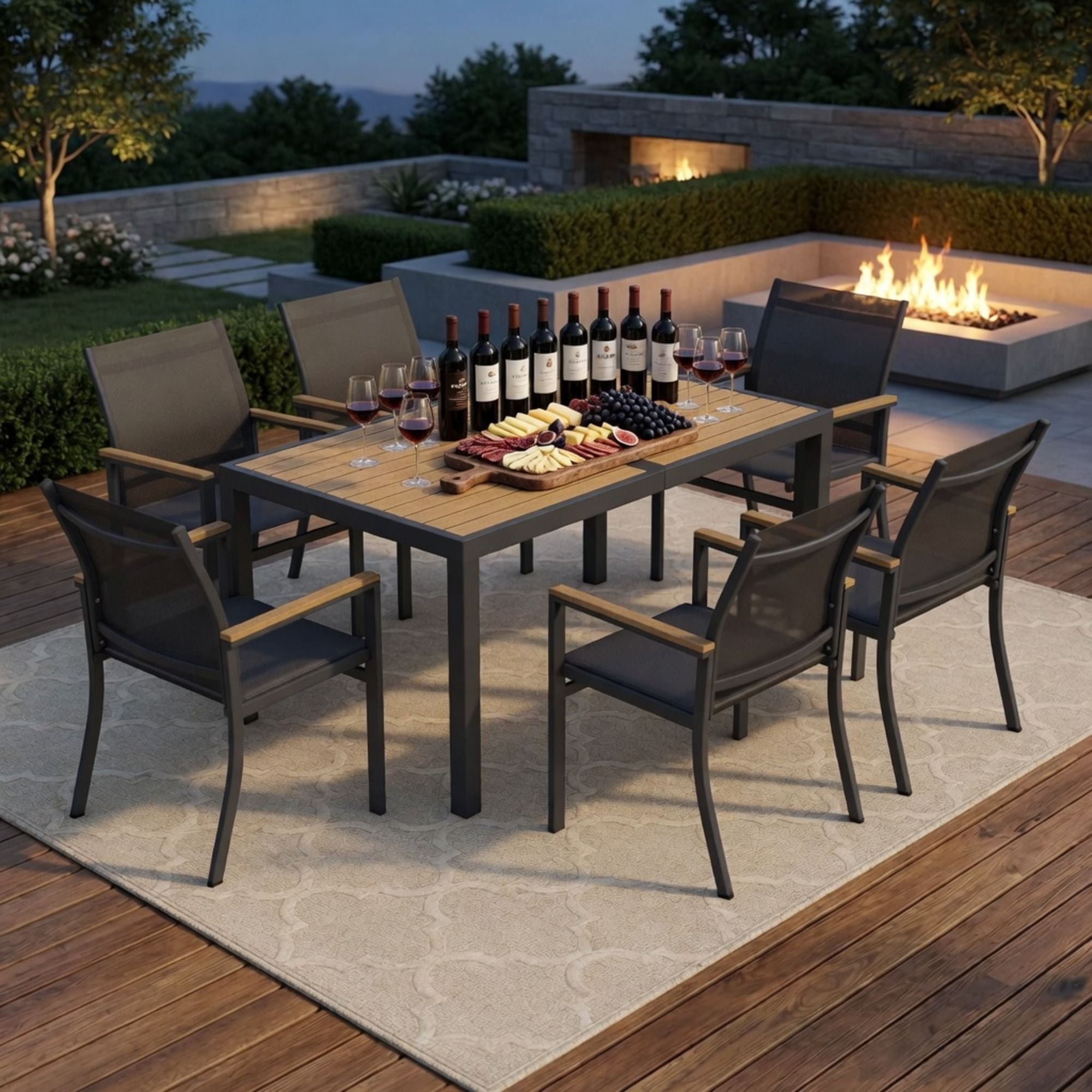 Outdoor Patio Chairs, Ergonomic (Set of 6) - Gray
