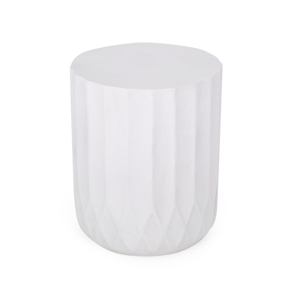 Outdoor End Table With Scallop Edge - Antique White