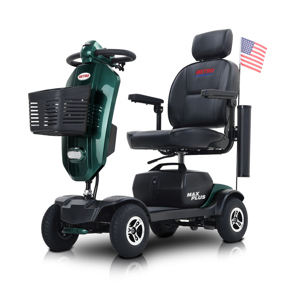 Max Plus - 4 Wheels Outdoor Compact Mobility Scooter With 2 Pieces X 20Ah Lead Acid Battery, 16 Miles, Cup Holders & USB Charger Port