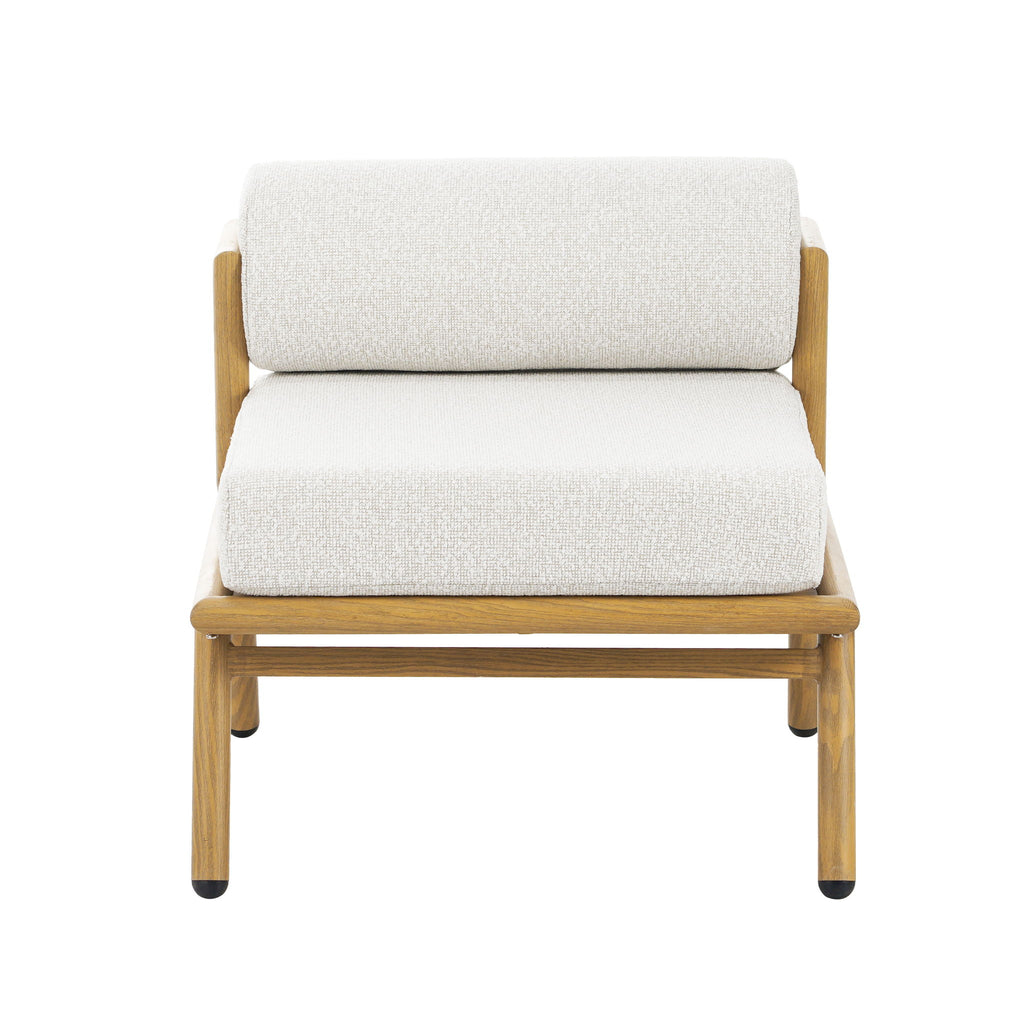 La Fiora - Outdoor Patio Iron Club Chair (Set of 2) - Off White / Teak
