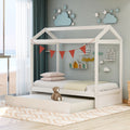 House Bed With Trundle In, Twin Size - White