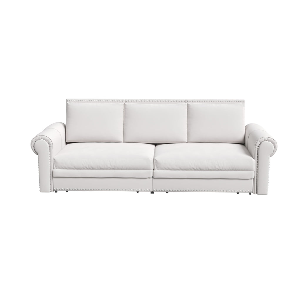 Pull Out Sofa Bed 3 In 1 Convertible Sleeper Sofa With Nailhead Trim & Rolled Arm, Multi Functional