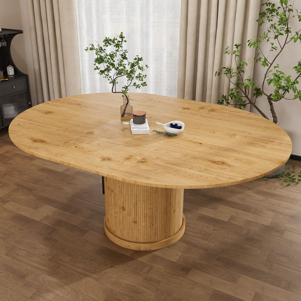 Extendable Oval Dining Table With 2 Tier Storage - Oak