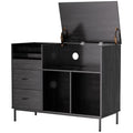 Grain Record Player Stand, Media Console With Speaker Shelf & 2 Drawers
