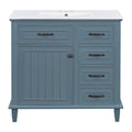 Modern Bathroom Vanity With Sink Top, Flip Drawers, Adjustable Shelf