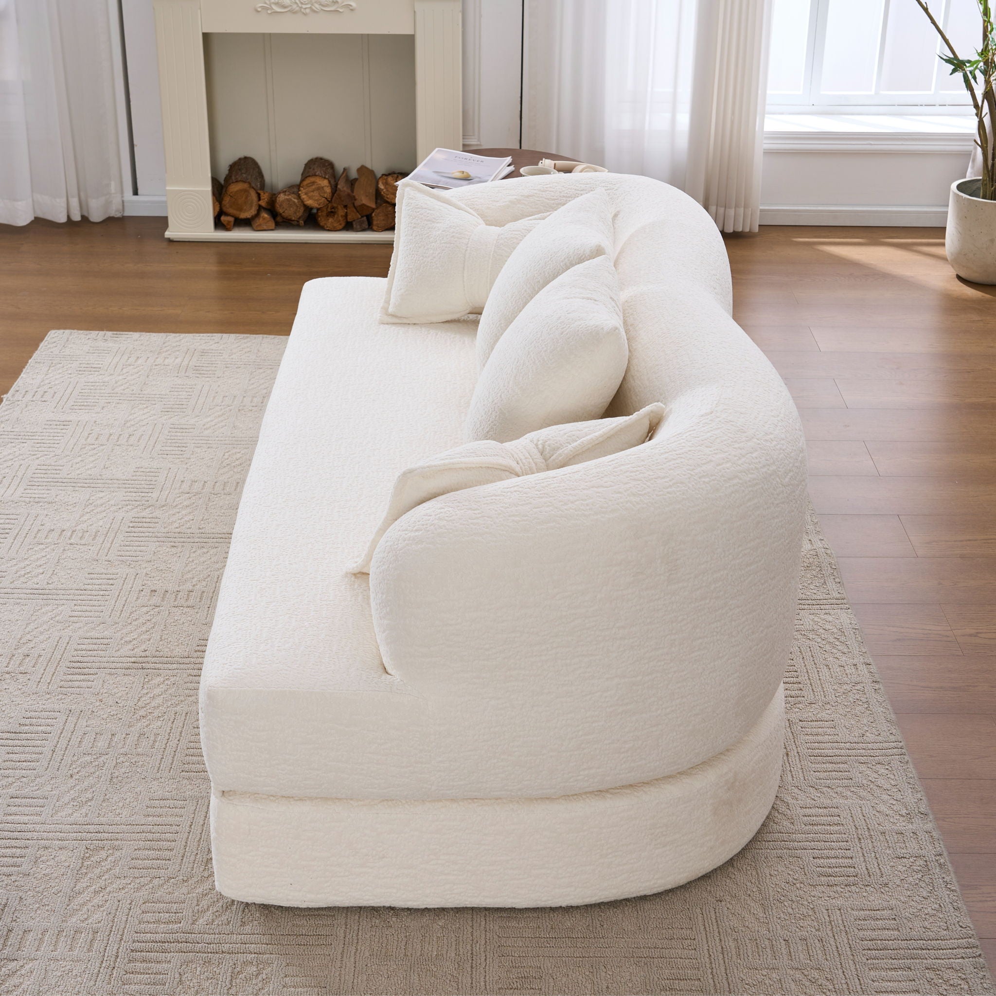 Foldable Sofa Bed, Boneless Couch Convertible Sleeper With 4 Pillows