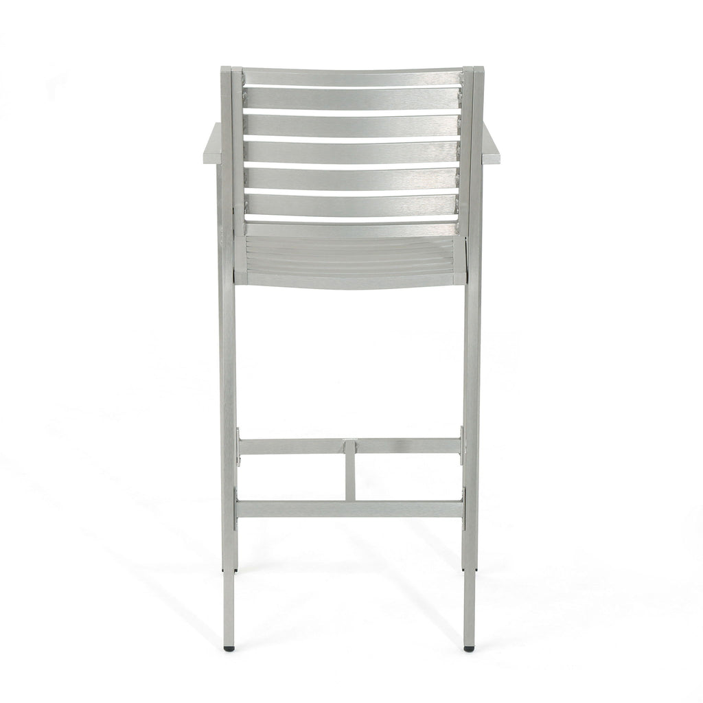 Outdoor Aluminum Rust Proof Barstools (Set of 2) - Silver