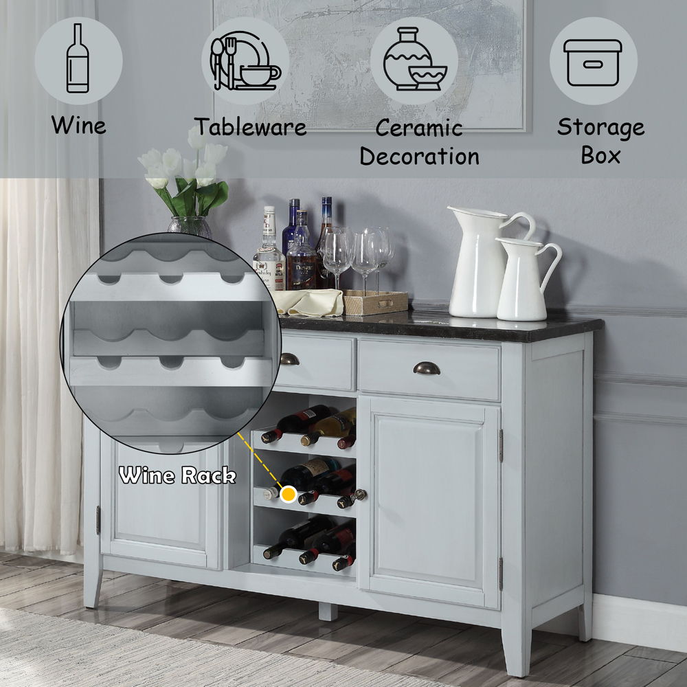 Lanton - Server - Natural Marble & Antique White